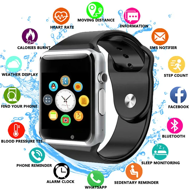 БЕСПЛАТНАЯ ДОСТАВКА A1 наручные часы Bluetooth Смарт Спорт Шагомер с сим камерой Smartwatch