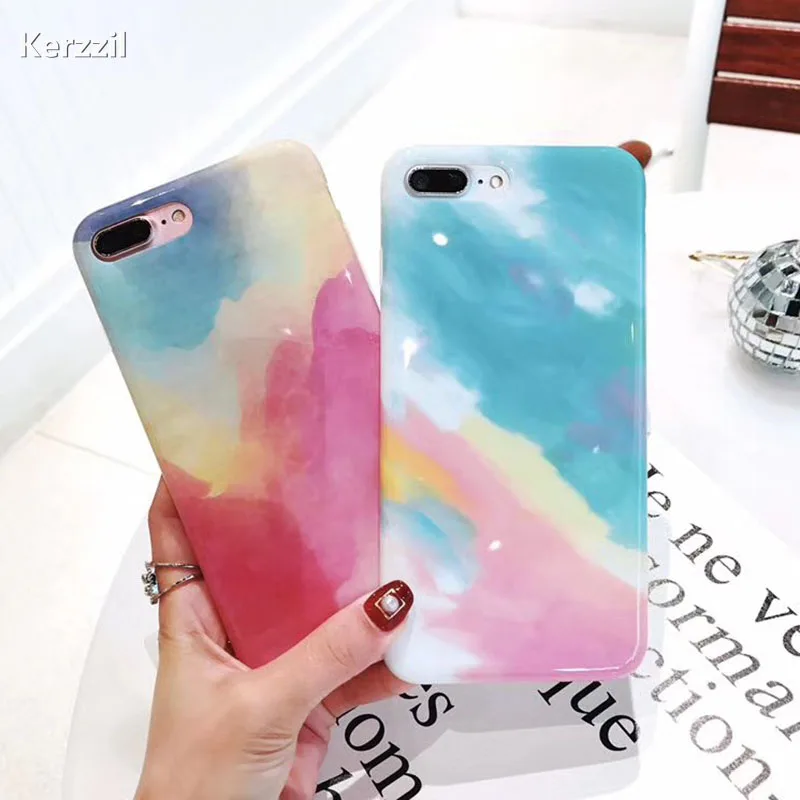 Kerzzil Candy Color Graffiti Case For iPhone 6 6s Colorful Painting Soft TPU Girl Cases Cover 7 8 Plus Funda |