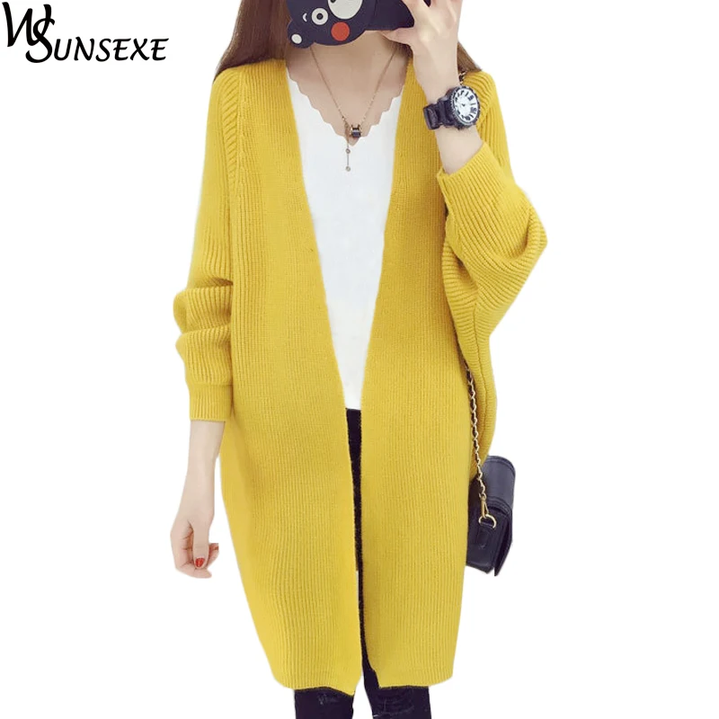 Batwing Sleeve Knitted Long Cardigan Sweaters Female Casual Loose Kimono Cape 2017 Warm New Autumn Winter Sweater Women |