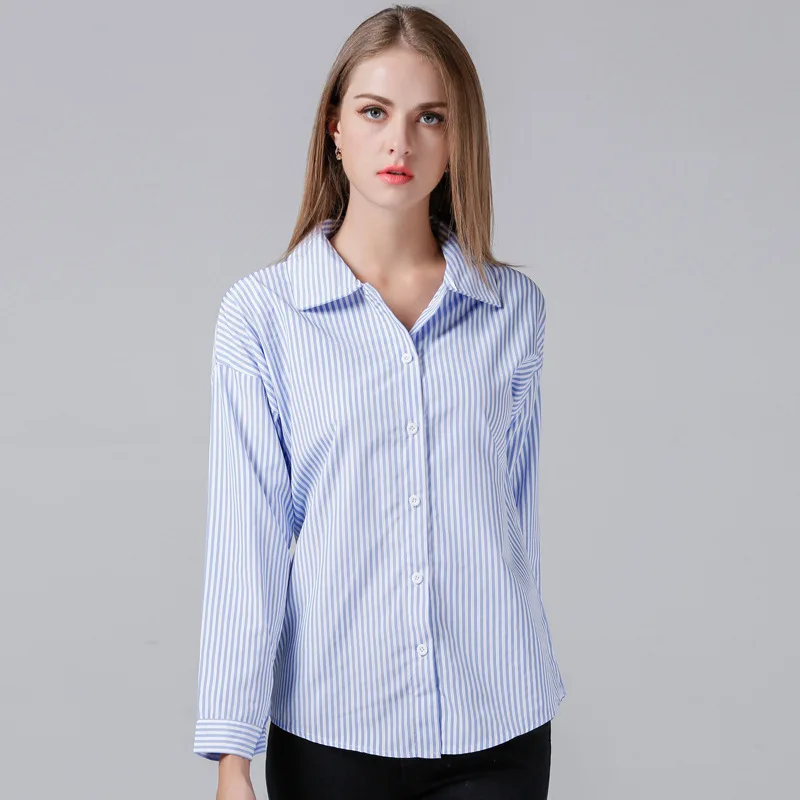 Женская летняя полосатая шифоновая блузка с оборками и длинным рукавом | одежда