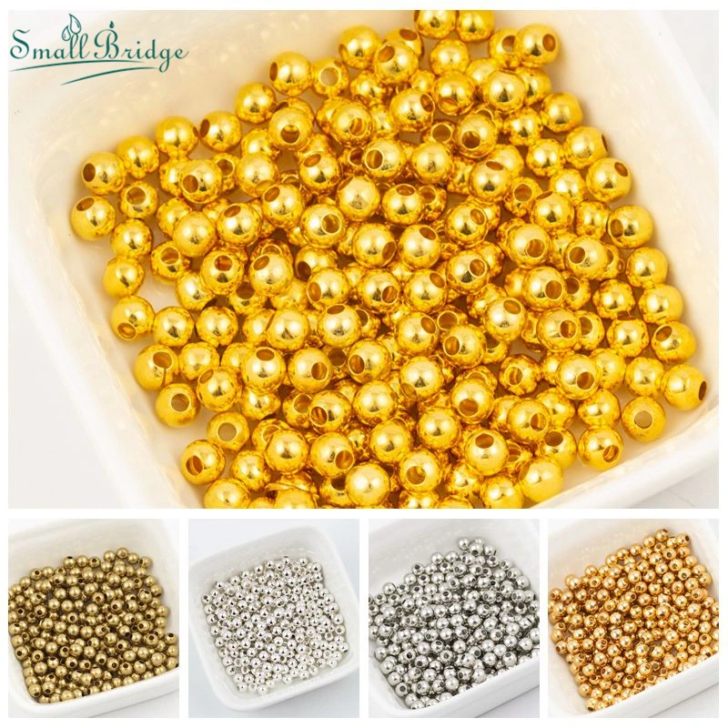 

2 3 4 6MM Metal Beads for Jewelry Making and Charms Round Diy Loose Beads En Gros Perles Pour La Fabricatier Bead Wholesale M103