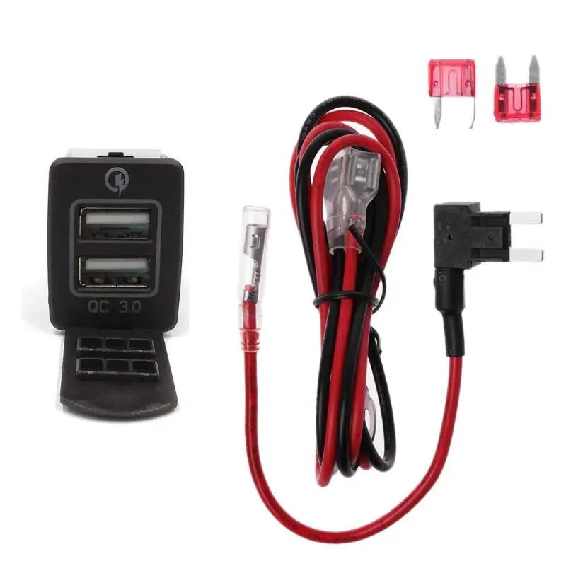 Автомобильное зарядное устройство с двумя USB портами 12 В Quick Charge 3 0|Кабели