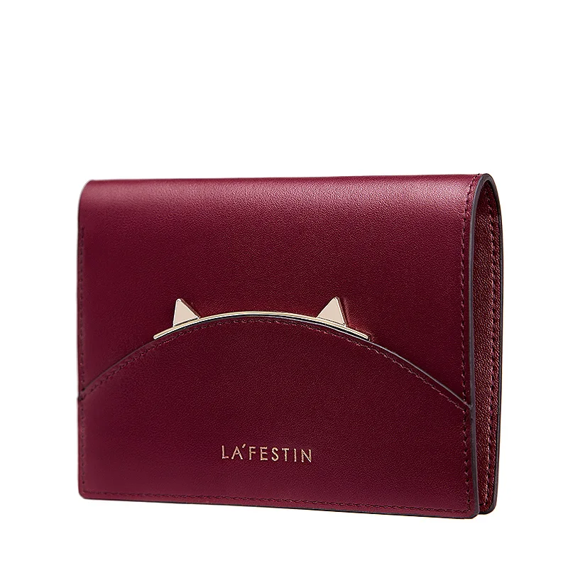LAFESTIN Женский мини-кошелек из натуральной кожи с кошачьими ушками кожаный кошелек