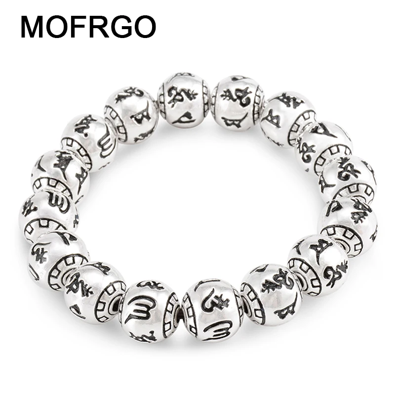 MOFRGO Charm изящный винтажный медитация Тибетский буддизм покрытый серебром браслет