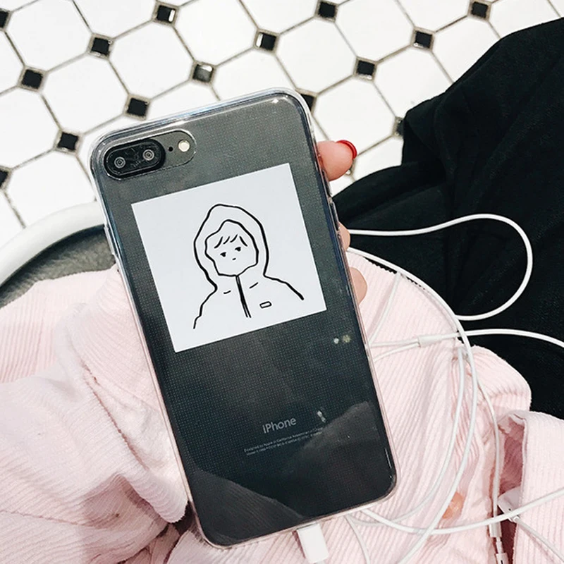 Для iPhone 8 7 6 6s plus корейский модный чехол с рисунком для девочек и мальчиков простой