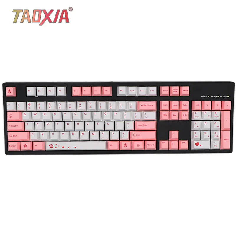 

Romantic Pink Sublimation Mechanical Keyboard Cap White Mixed Color PBT Key Cap GH60/87/104 Customized Personalized Key Caps
