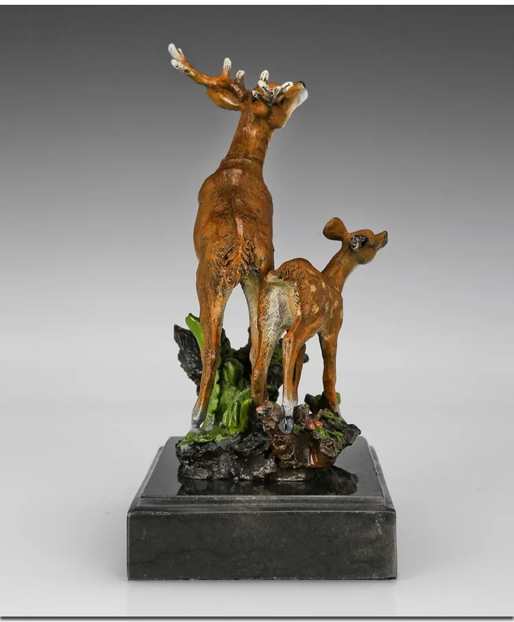 ATLIE Бронзовая статуя Sika Deer, скульптура для матери и ребенка, бронзовая статуэтка животного, многоцветная Современная Статуэтка Lucy, искусство для офиса, домашнего декора
