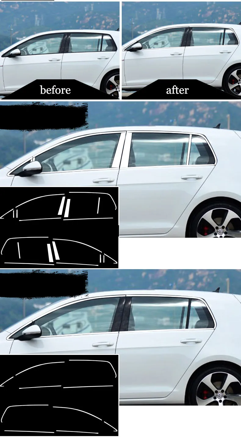 Lsrtw2017 304 нержавеющая сталь окна автомобиля Планки для volkswagen golf mk7 2013 Гольф 7