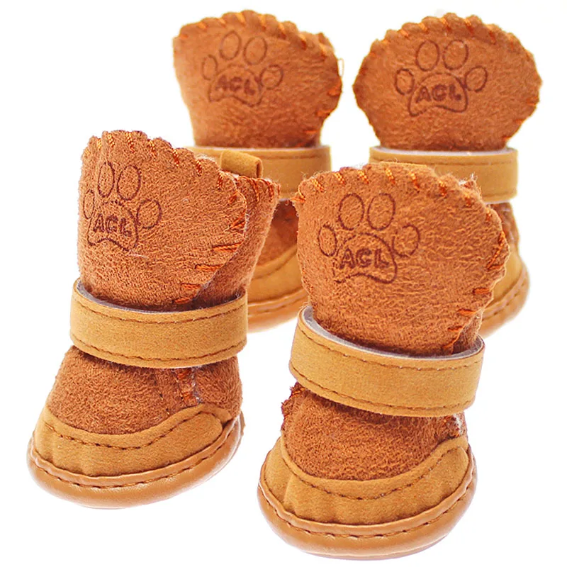 4 шт./компл. нескользящая обувь для собак Тедди маленьких и щенков зимние теплые