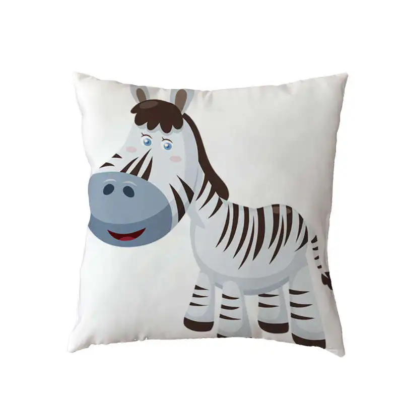 Cartoon Style Black And White Animal Pattern Cushion Set Cute Zebra 45X45Cm Home Sofa Decoration Car Pillowcase | Дом и сад