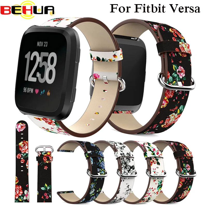 Ремешок для часов Fitbit Versa с принтом пиона сменный кожаный браслет цветами