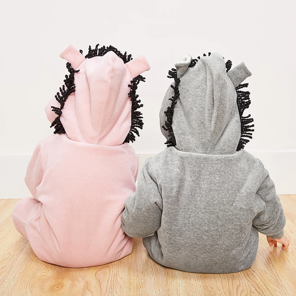 Мини комбинезон Balabala Baby Critter хлопковый цельный с длинными рукавами и капюшоном на