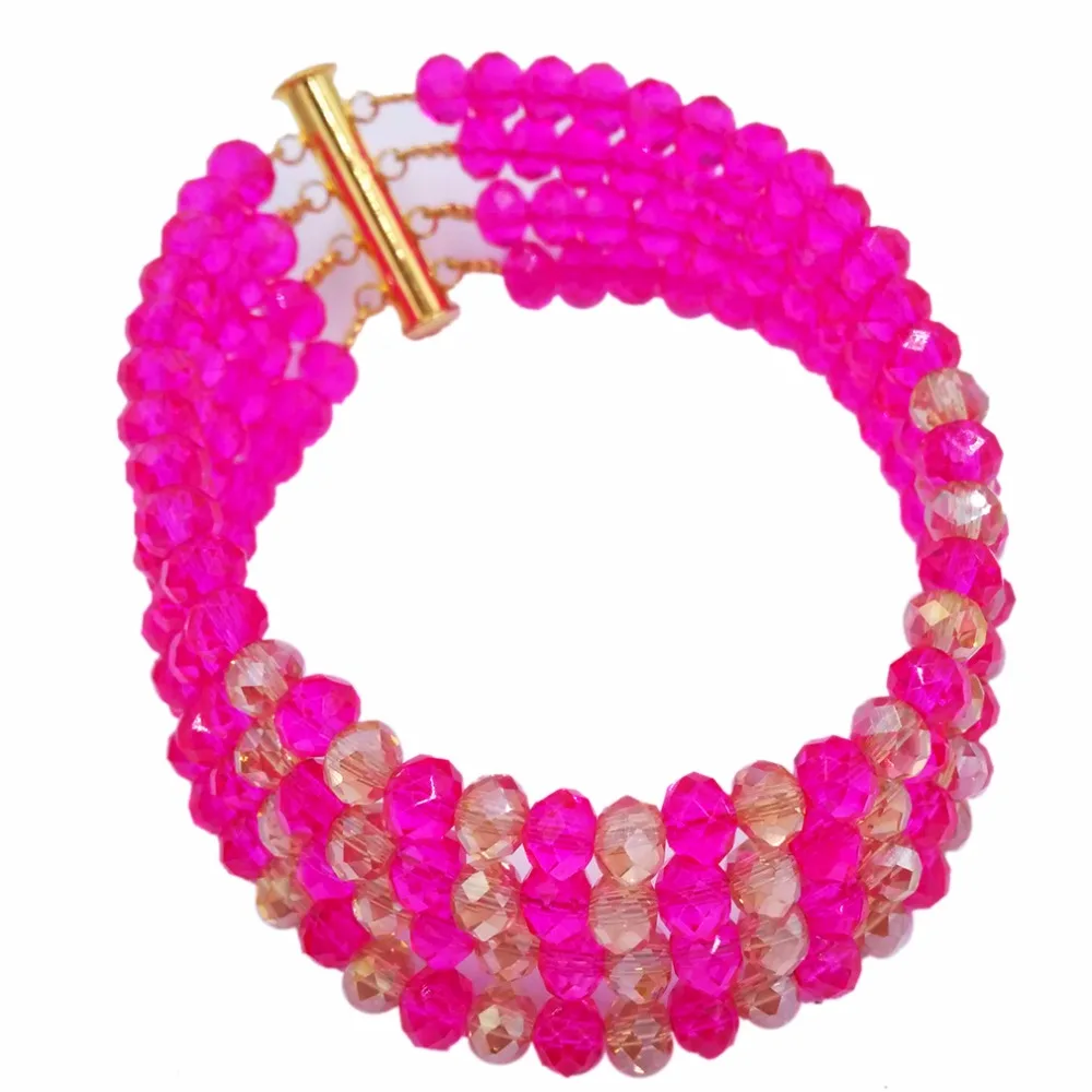 Модное ожерелье цвета фуксии розового золота многослойное нигерийские