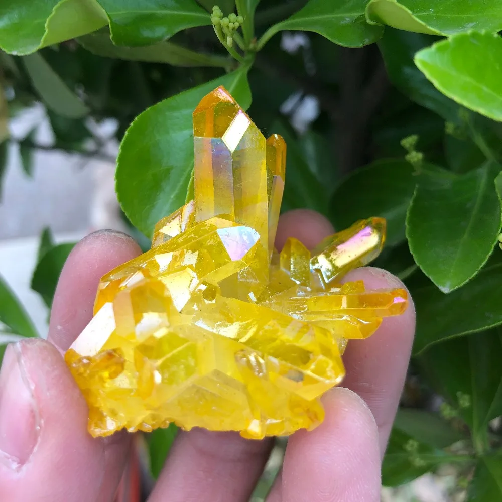 1 шт. orang Aura кварцевый кристалл VUG Титан висмут кремний кластер Радуга|Камни| |