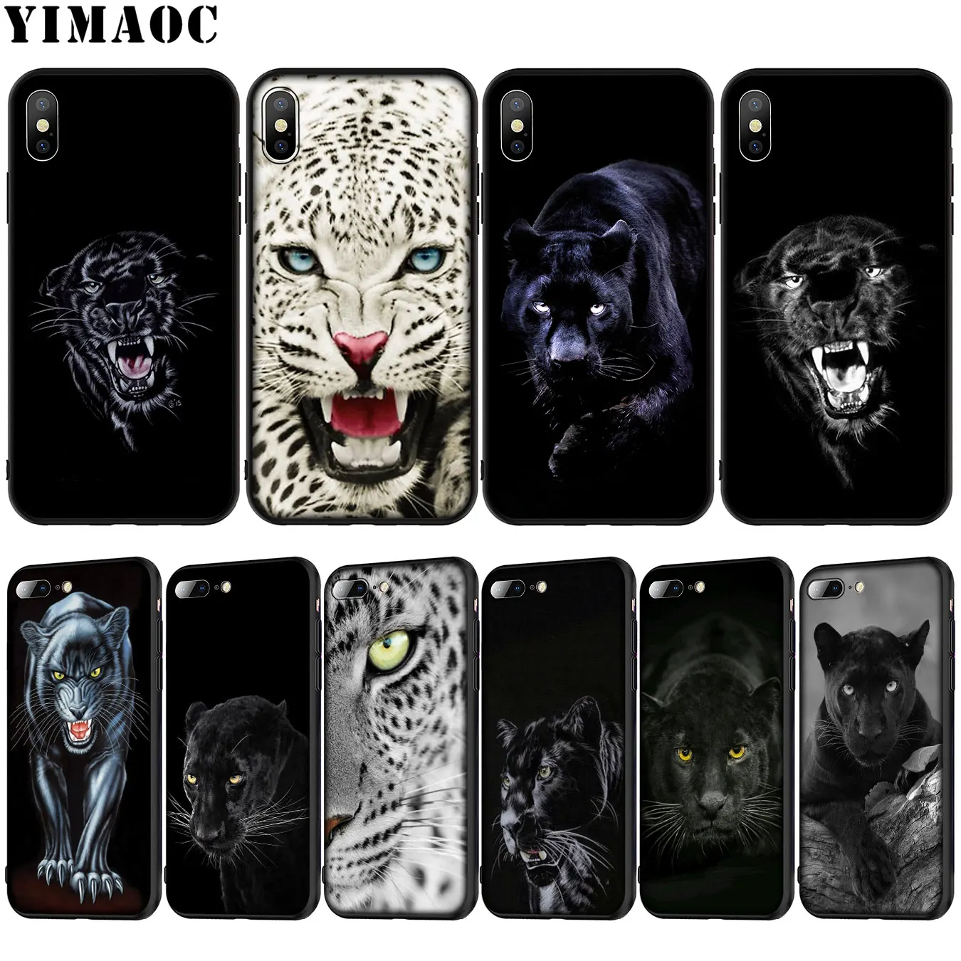 Мягкий силиконовый чехол для телефона YIMAOC Cheetah Panther iPhone XR X XS Max 6 6S 7 8 Plus 5 5S SE черный