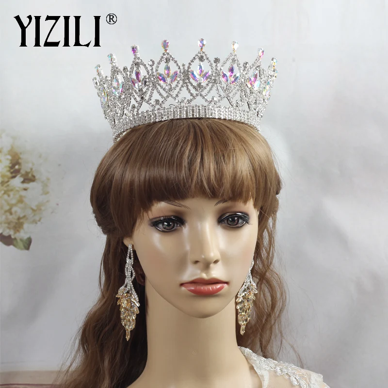 Большая винтажная свадебная тиара YIZILI обруч на голову вечерние аксессуары для