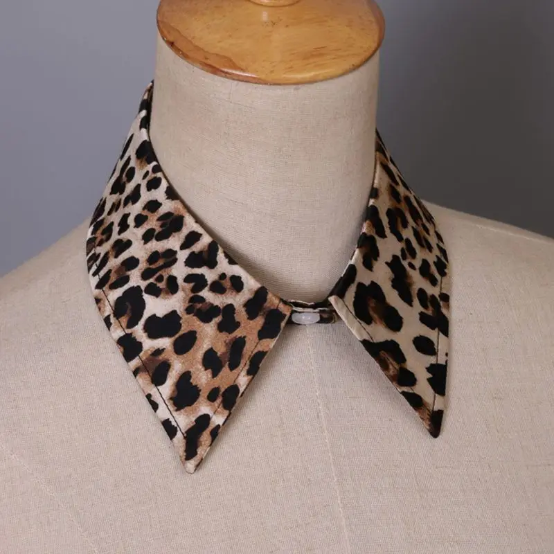 Fashion Leopard Print Collar Shirt Fake Tie Detachable False Lapel Blouse Top Women Clothes Accessories |