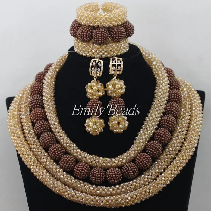 Лидер продаж 2015 африканские золотые бусины цвета шампанского ювелирные наборы