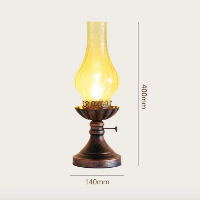 

Vintage Southeast Asia Country Iron Glass Led E27 Table Lamp for Bar Restaurant Living Room Deco Lantern Light H 40cm 2166
