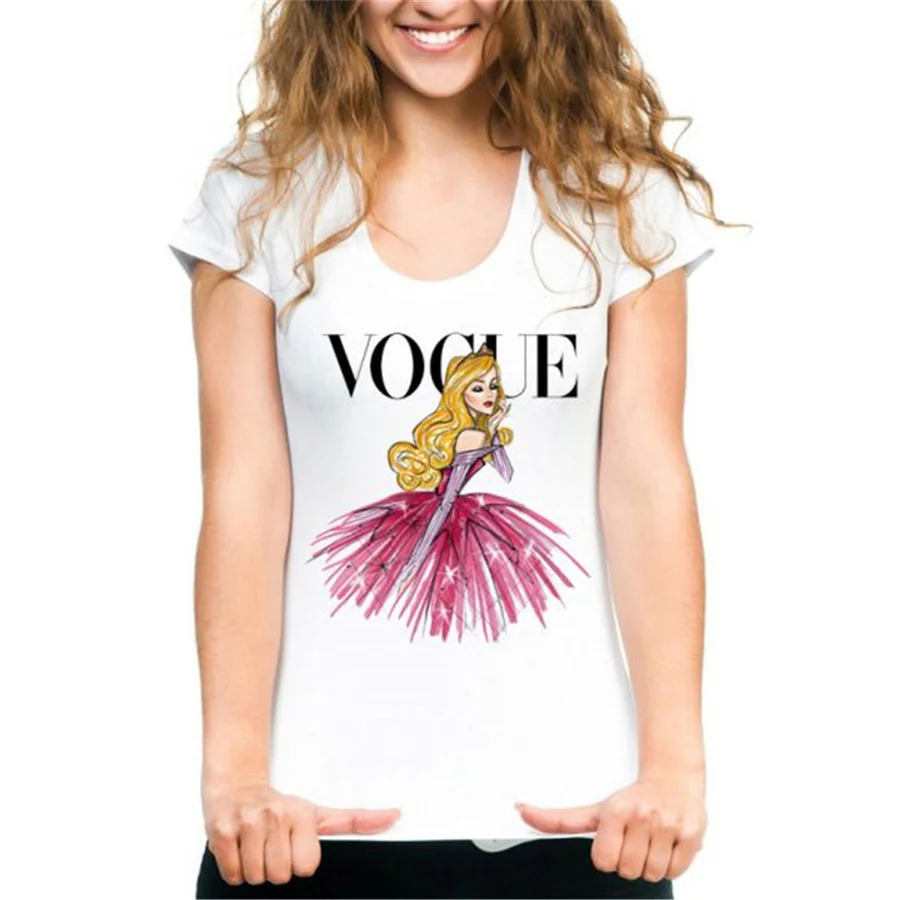 Женская футболка с принтом AULEAD VOGUE в стиле панк Повседневная коротким рукавом