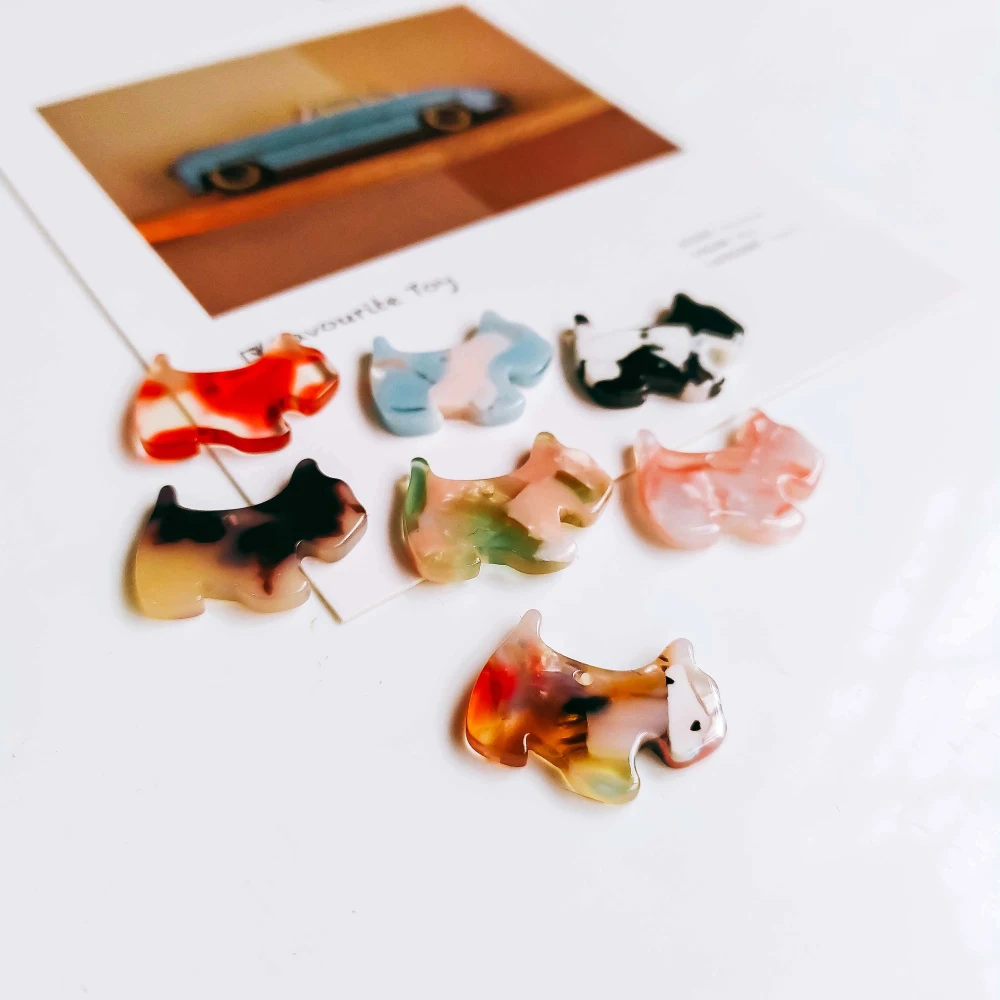 Собака форма из смолы пластиковые уксусная кислота серьги Diy кулон из материала ожерелье серьги восхитительное Ювелирное Украшение 8 шт