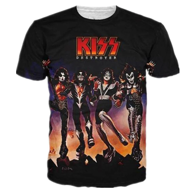 Jumeast мужская и женская трехмерная футболка с надписью Kiss дизайн рок группы