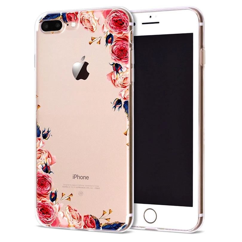 Funda For Apple iPhone 6 6S 7 Plus X 10 Flower Leaf Soft TPU Cover for Case Original Coque 8 B336 |