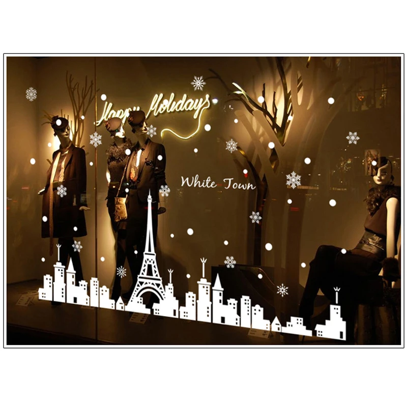 Белая Рождественская Наклейка на стену для всей семьи гостиной спальни