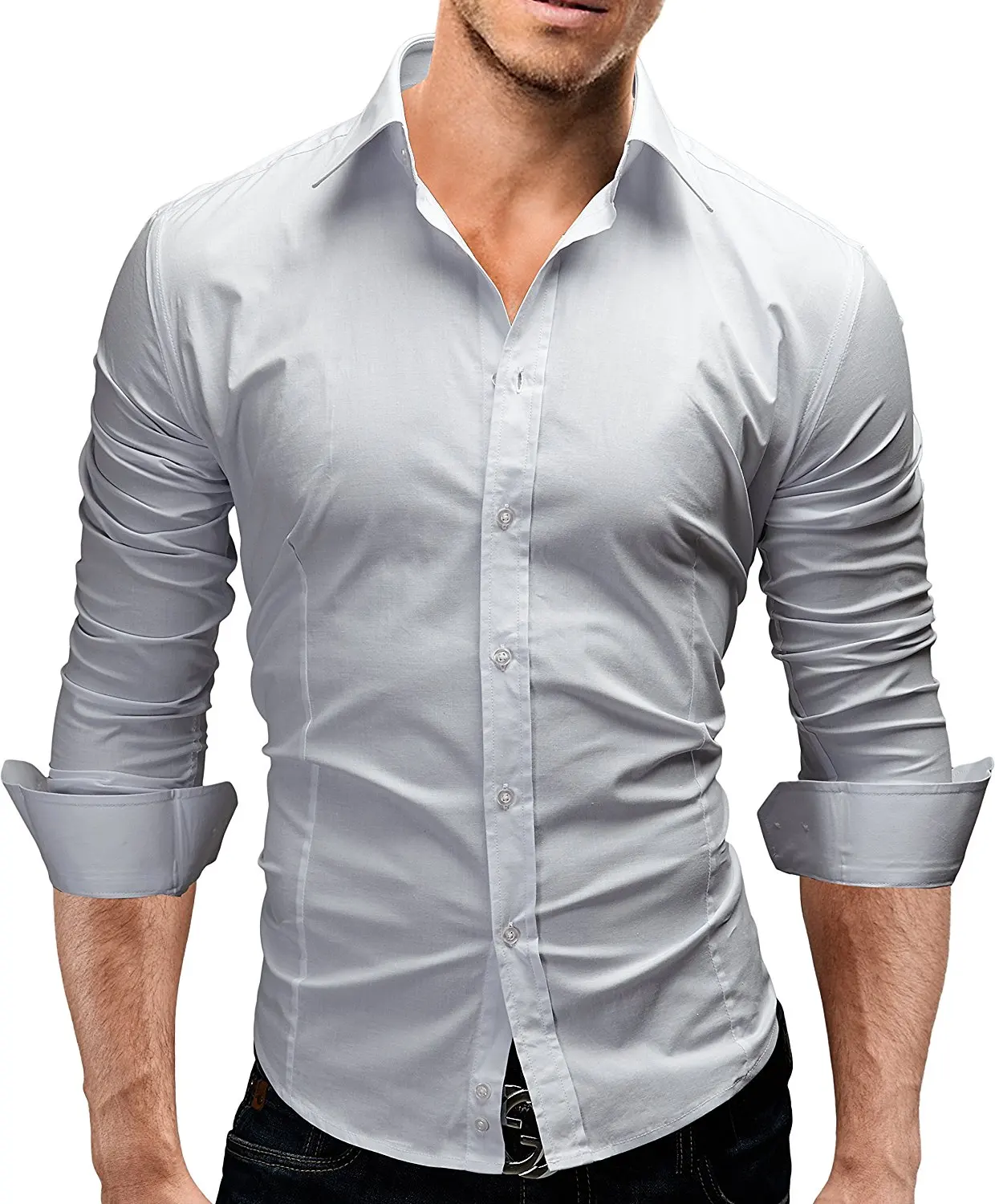 

Brand 2018 Fashion Male Shirt Long-Sleeves Tops Slim Casual Solid Color Mens Dress Shirts Slim Men Shirt XXL