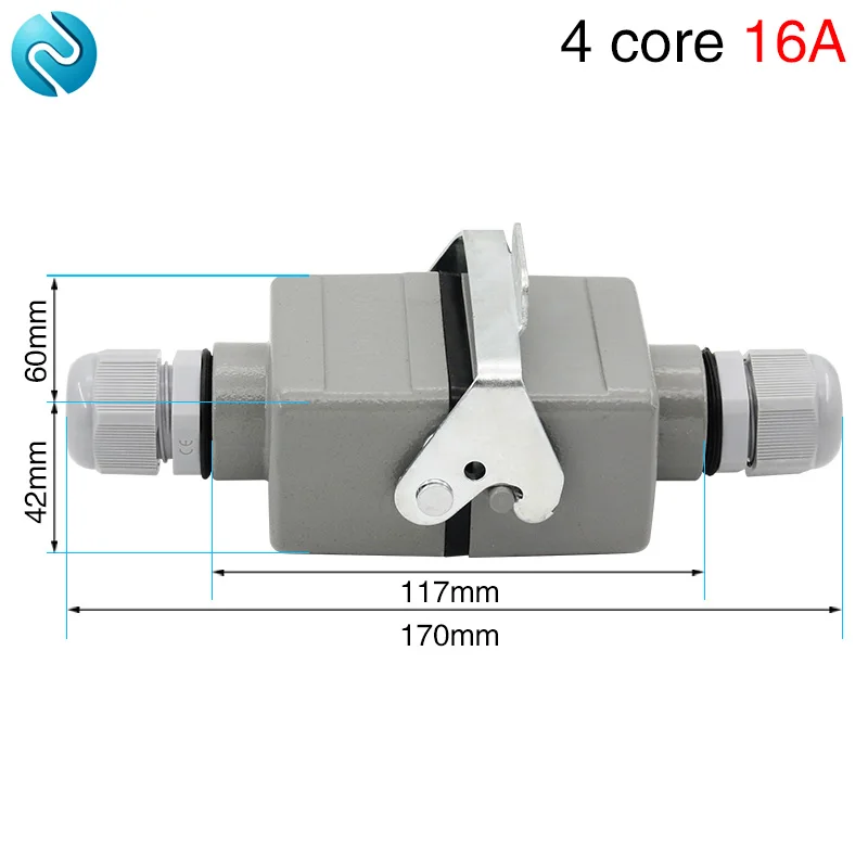 

Rectangular heavy duty connector 4-core butt type He-04 waterproof socket connector for aerospace industry 16A