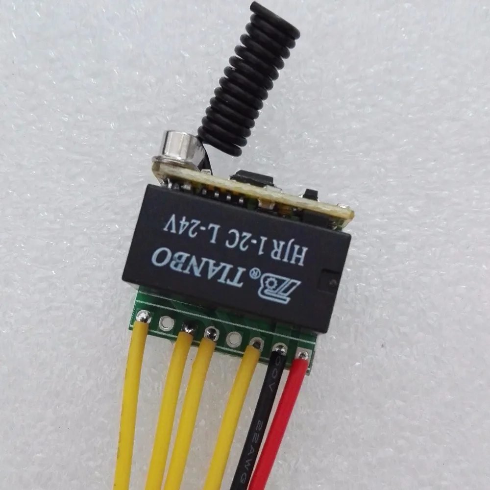 DC 24V Реле Контактного Переключателя с Удаленным Управлением 2CH ВКЛ/ВЫКЛ одновременно NO COM NC DPDT Беспроводное 2A Микро Мини Размер RX TX