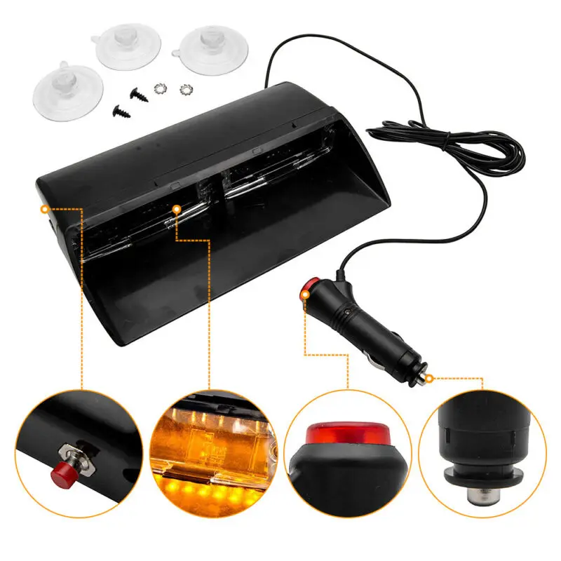 16LED желтый автомобильный полицейский стробоскоп аварийные мигающие огни