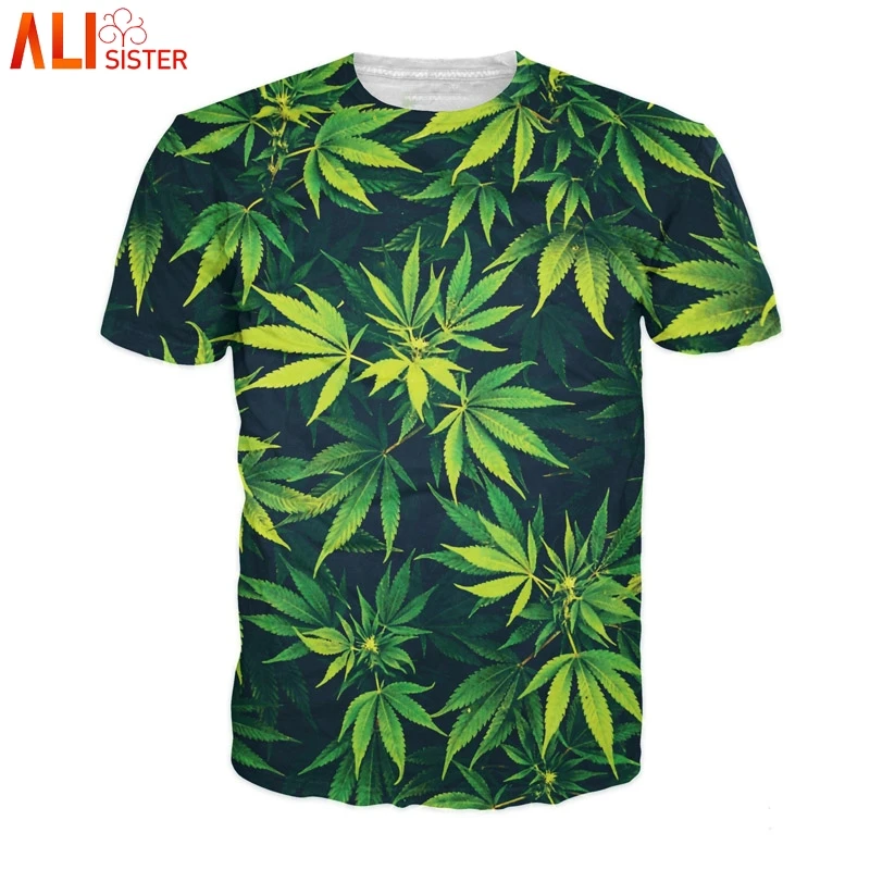 Alisister Green Plant Weed Leaves футболка Летняя мужская с коротким рукавом забавные уличные