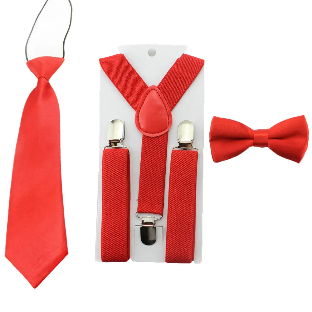 Fashion kids Suspender Adjustable Elastic Y-Back Braces Baby Suspenders Set Bow Tie + NeckTie for Wedding and Party |