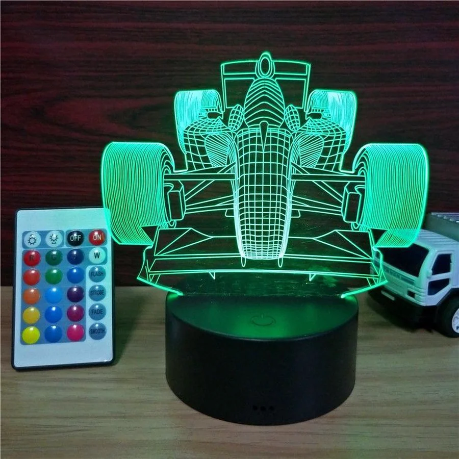 Гоночные автомобили 3D Голограмма Иллюзия светодиодный ночник USB Сенсорное