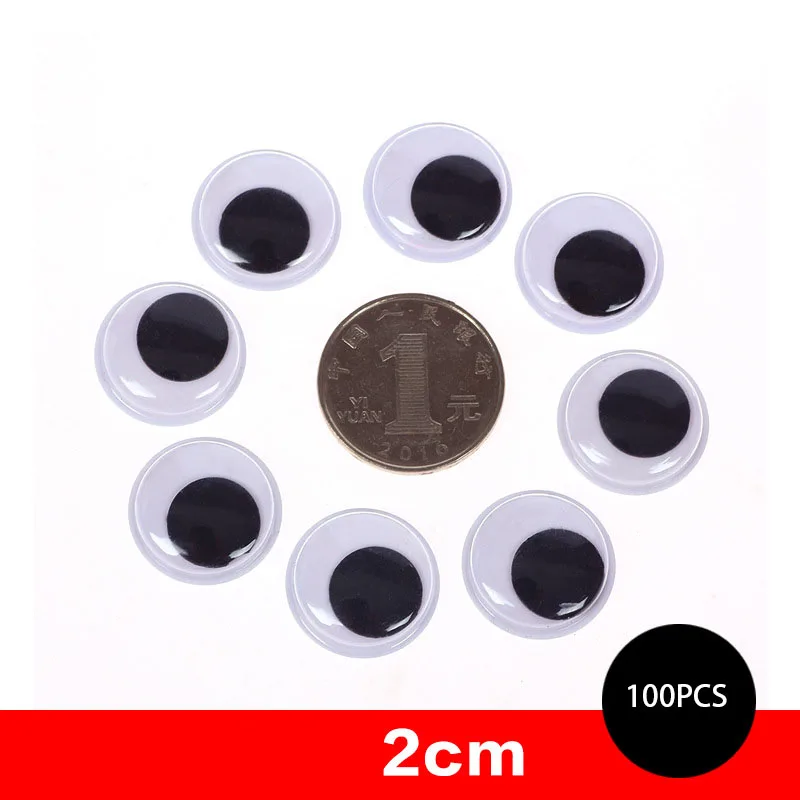 Black and white2cm Самоклеящиеся глаза куклы 6 мм/8 мм/10 мм/12 мм/15 мм/18 мм/20 мм/25 мм/35 мм глаза куклы для игрушек куклы глаза Googly используются для аксессуары для куклы - Цвет: Black and white2cm