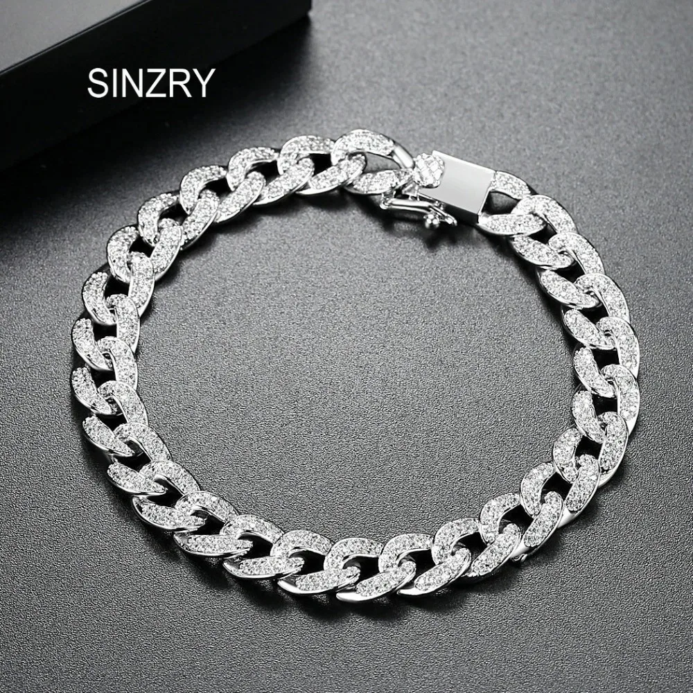 Модные классические браслеты SINZRY из кубинской панцирной цепи с фианитами цвета