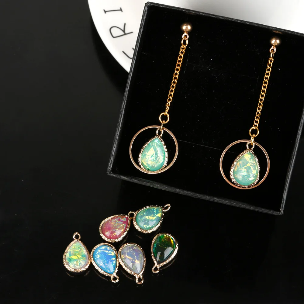 Подвеска 6 шт. в форме капли из смолы и меди модные яркие Подвески для