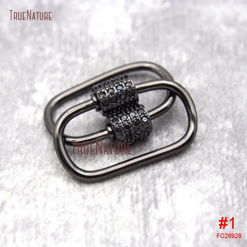 Micro pave oval винтовой замок золотого розового золота с серебряным покрытием u