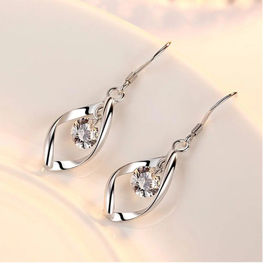 Женские серьги подвески ANENJERY из 925 пробы серебра с цирконием S E312|earrings for|dropping earrings