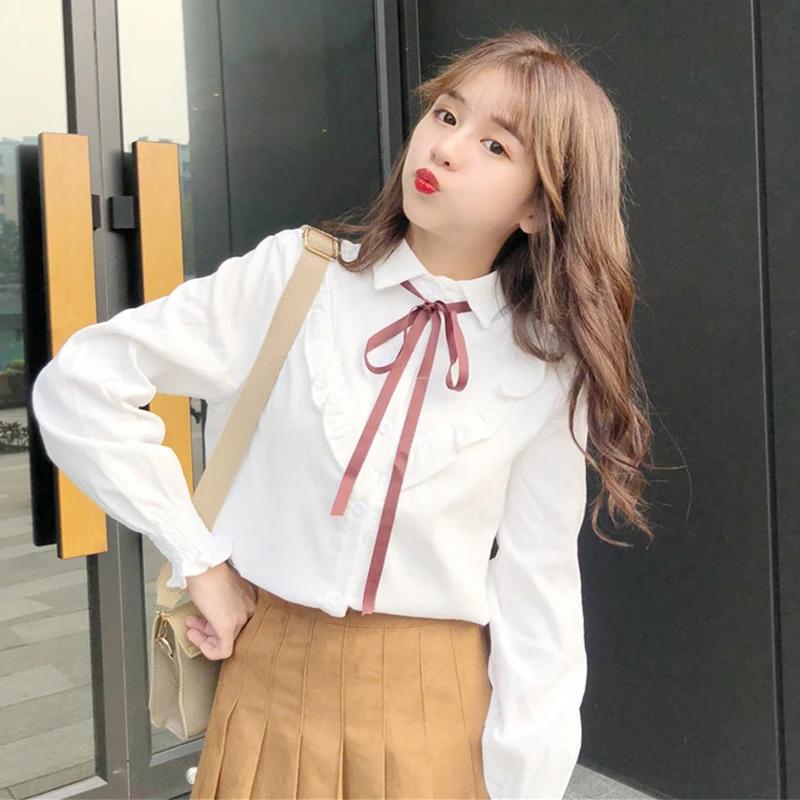 Школьная форма в японском стиле blusa feminina весенние костюмы для девочек белая