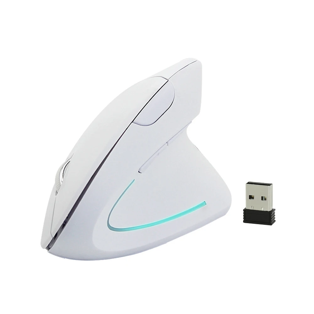 White Беспроводная мышь эргономичная оптическая 2,4G 800/1200/1600 dpi красочный светильник для заживления запястья Вертикальная мышь с ковриком для Мыши для ПК и ноутбука - Цвет: White