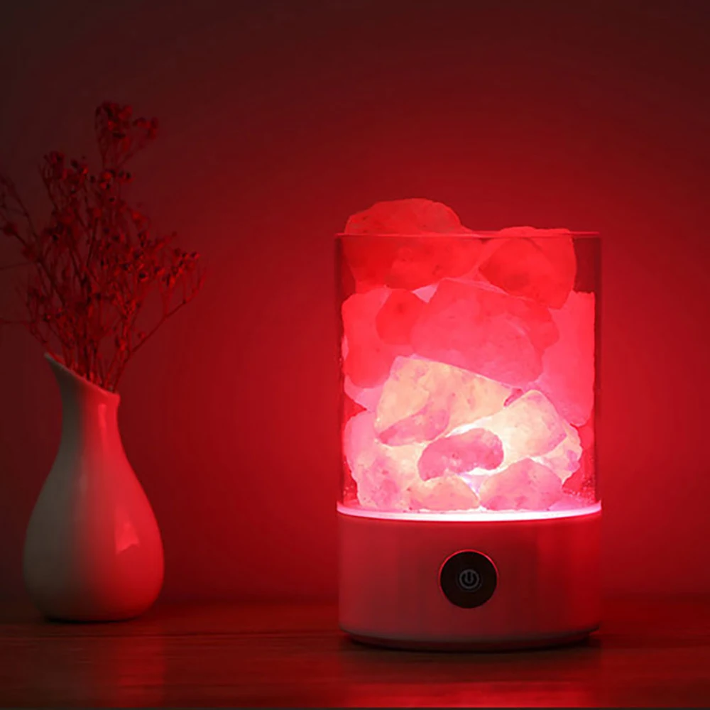 USB хрустальная лампа из гималайской соли, светодиодная лампа, очиститель воздуха, создатель настроения, Крытый теплый свет, настольная лампа, спальня, лава, лампа