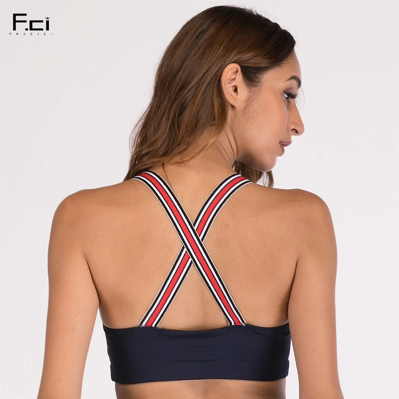 FRECIC Для женщин Push Up Bra Йога Крест накрест назад спортивный бюстгальтер тренировки