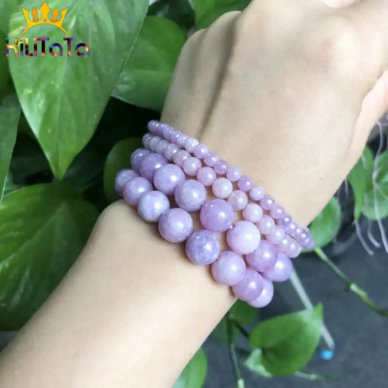 Natural Purple Plating Angelite Stone Beads Smoot Round Loose Spacer For Jewelry Making DIY Bracelet 15&quotStrand 4/6/10/12mm | Украшения