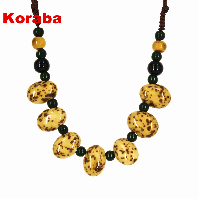 Women Ethic Ceramic Chain Beads Adjustable Choker Necklace Round and Oval Collar jewelry NL-L139 | Украшения и аксессуары