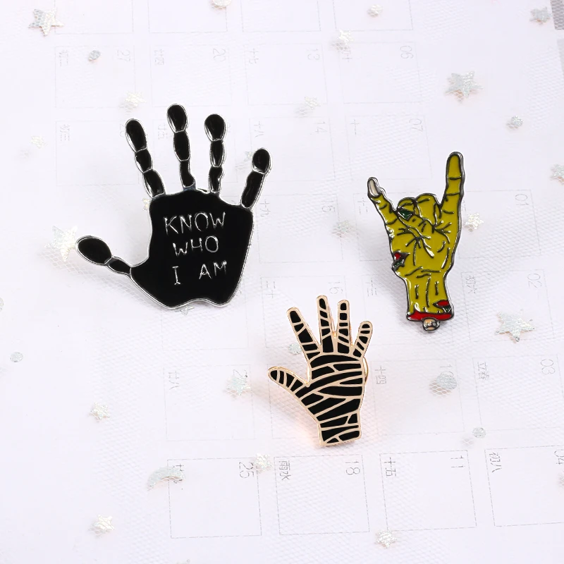 Rock Hands персональные темные мужские броши, эмалированные булавки, жесткая полоса, расширяющие возможности рук, куртки, нагрудные булавки, значок в стиле панк, аксессуары