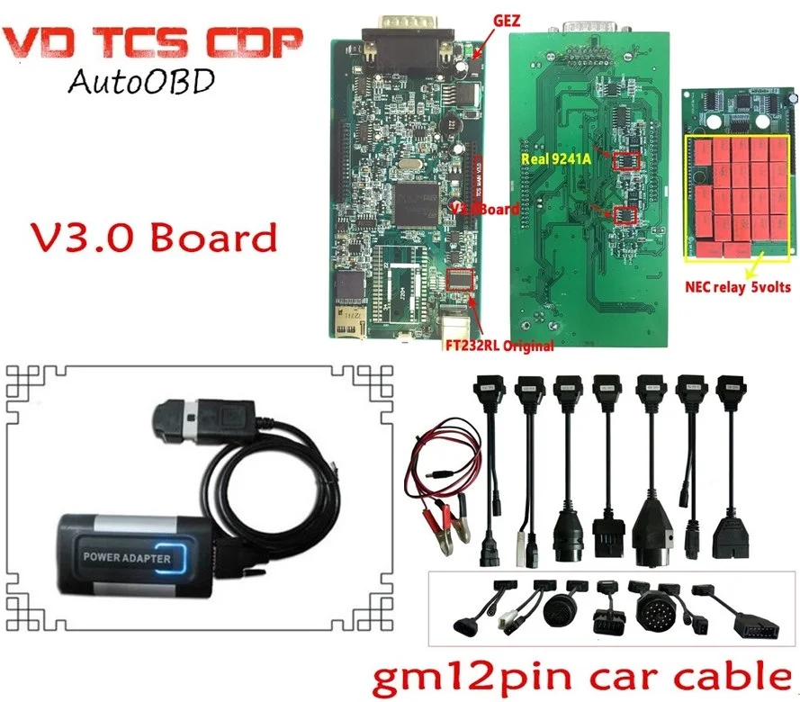 Качество + V3.0 зеленая доска Лучшая цена VD TCS CDP для Autocoms плюс gm12pin автомобильные