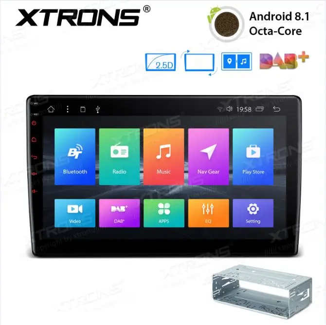 1 Din-TM100L-FRA002 XTRONS 1 2 Din Универсальный 10," Android 8,1 радио 32 Гб Поворотная Лицевая панель 2.5D изогнутый экран автомобильный стерео плеер gps OBD без DVD - Цвет: 1 Din-TM100L-FRA002
