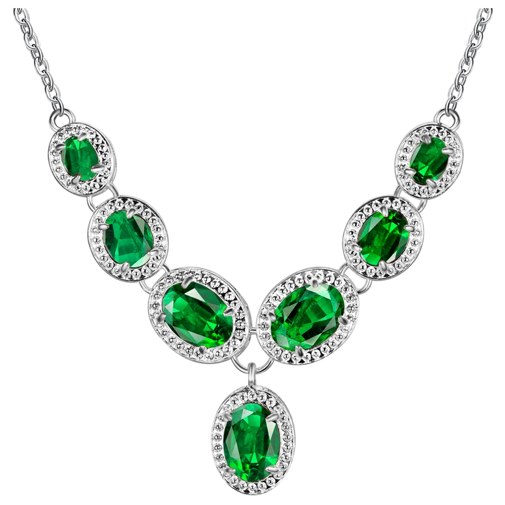Комплект с серебряным покрытием merek pesona Wanita busana permata safir biru liontin kalung untuk wanita asli murni
